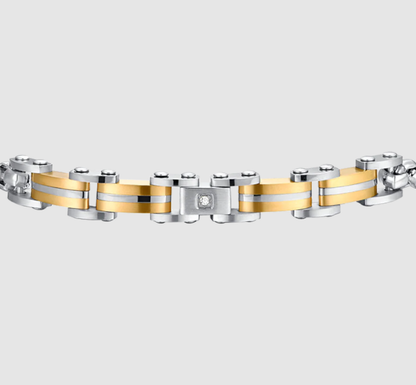 Bracciale Luca Barra Uomo Acciaio Elementi IP Gold _BA1773