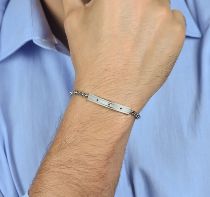 Bracciale Luca Barra Uomo Acciaio Elemento cristallo Cristalli Neri _BA1676