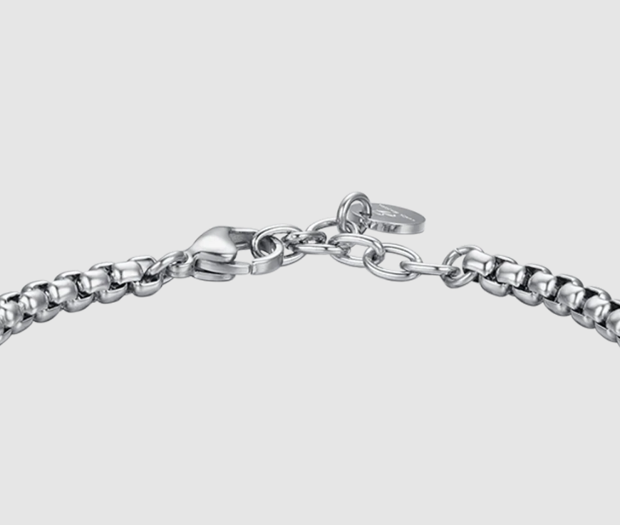 Bracciale Luca Barra Uomo Acciaio Elemento cristallo Cristalli Neri _BA1676