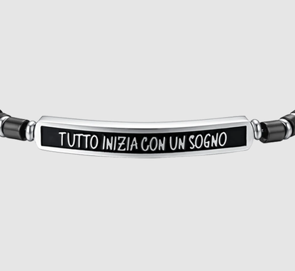 Bracciale Luca Barra Uomo Acciaio IP Nero Tutto Inizia Con Un Sogno _BA1656