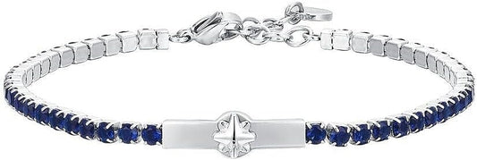 Bracciale Luca Barra Uomo Acciaio Modello Tennis Zirconi Blu Rosa Venti _BA1813