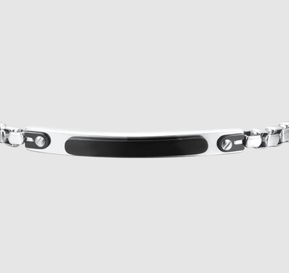 Bracciale Luca Barra Uomo Acciaio Boule Elementi Effetto Vintage _BA1861