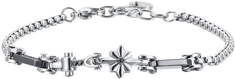 Bracciale Luca Barra Uomo Acciaio Rosa dei Venti Ceramica Nera _BA1790