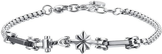 Bracciale Luca Barra Uomo Acciaio Rosa dei Venti Ceramica Nera _BA1790