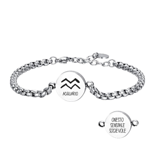 Bracciale Luca Barra Uomo Acciaio Segno Zodiacale Acquario _BA1632
