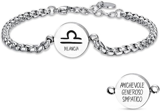 Bracciale Luca Barra Uomo Acciaio Segno Zodiacale Bilancia _BA1628