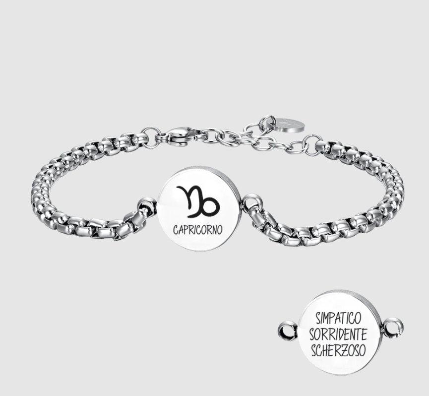 Bracciale Luca Barra Uomo Acciaio Segno Zodiacale Capricorno _BA1631