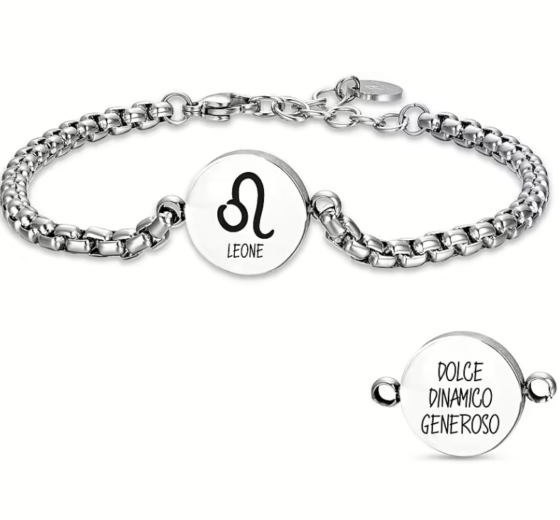 Bracciale Luca Barra Uomo Acciaio Segno Zodiacale Leone _BA1626