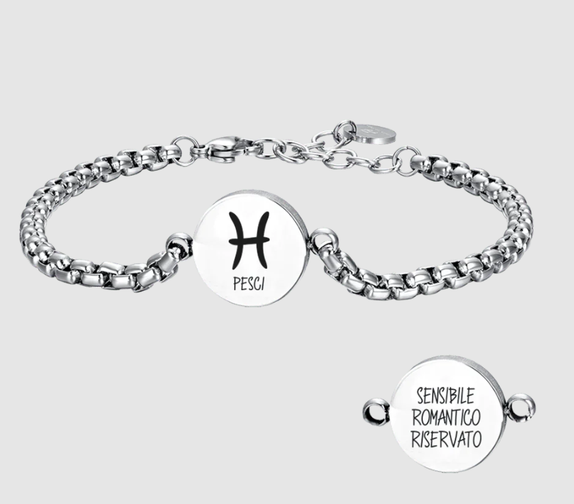 Bracciale Luca Barra Uomo Acciaio Segno Zodiacale Pesci _BA1633
