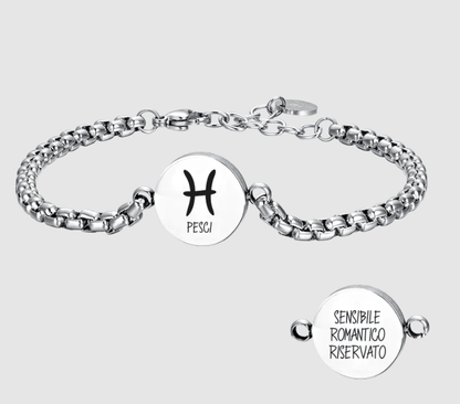 Bracciale Luca Barra Uomo Acciaio Segno Zodiacale Pesci _BA1633