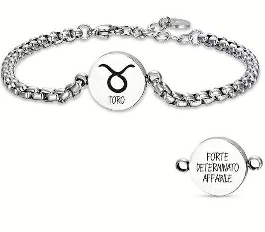 Bracciale Luca Barra Uomo Acciaio Segno Zodiacale Toro _BA1623