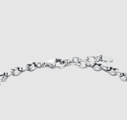 Bracciale Luca Barra Uomo Acciaio Silver Ancora IP Rosa _BA1721