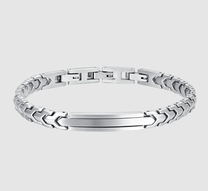 Bracciale Luca Barra Uomo Acciaio Silver Con Piastra Centrale _BA1757