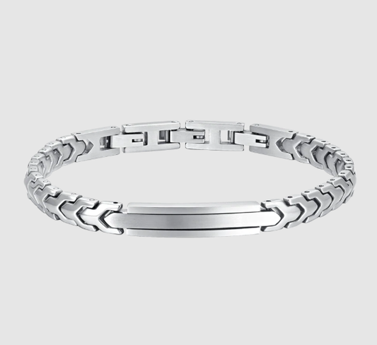 Bracciale Luca Barra Uomo Acciaio Silver Con Piastra Centrale _BA1757