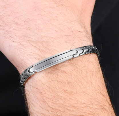 Bracciale Luca Barra Uomo Acciaio Silver Con Piastra Centrale _BA1757
