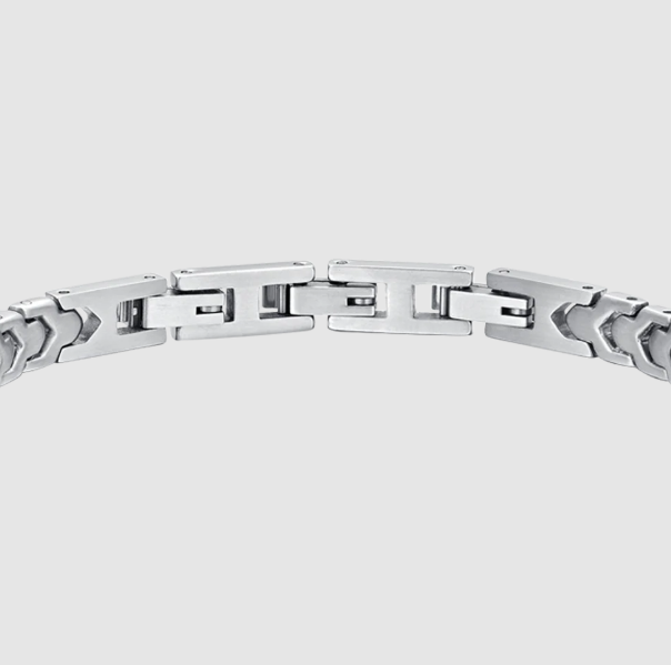 Bracciale Luca Barra Uomo Acciaio Silver Con Piastra Centrale _BA1757