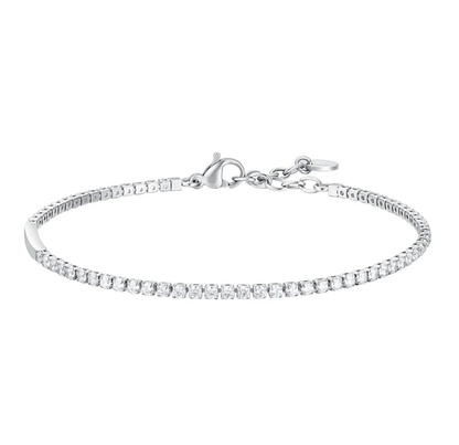Bracciale Luca Barra Uomo Acciaio Tennis Zirconi Bianchi _BA1884