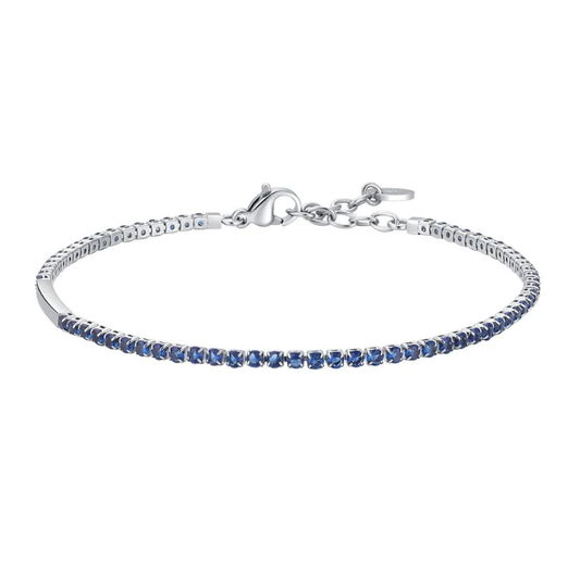 Bracciale Luca Barra Uomo Acciaio Modello tennis Zirconi Blu _BA1885