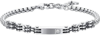 Luca Barra Herren-Armband aus Stahl mit schwarzen Elementen und Zirkonia _BA1799 