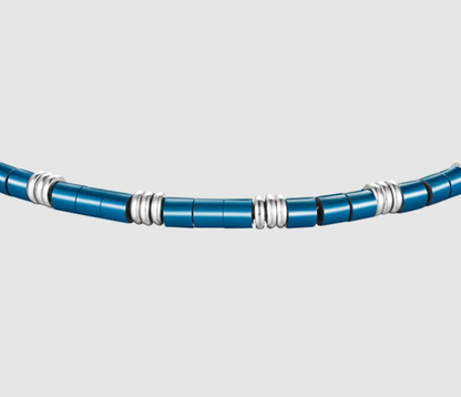 Bracciale Luca Barra Uomo Acciaio con Perline Blu _BA1836