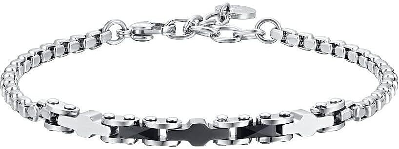 Bracciale Luca Barra Uomo Acciaio e Ceramica Nera _BA1794