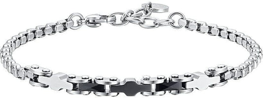 Bracciale Luca Barra Uomo Acciaio e Ceramica Nera _BA1794