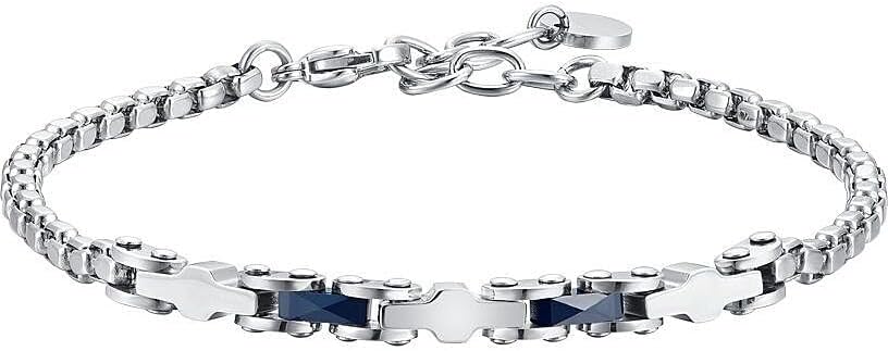 Bracciale Luca Barra Uomo Acciaio e Inserti in Ceramica Blu _BA1795