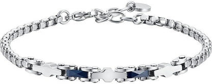 Bracciale Luca Barra Uomo Acciaio e Inserti in Ceramica Blu _BA1795