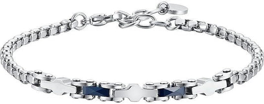 Bracciale Luca Barra Uomo Acciaio e Inserti in Ceramica Blu _BA1795