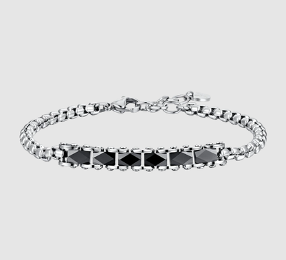 Bracciale Luca Barra Uomo Acciaio e Inserti in Ceramica Nera _BA1780