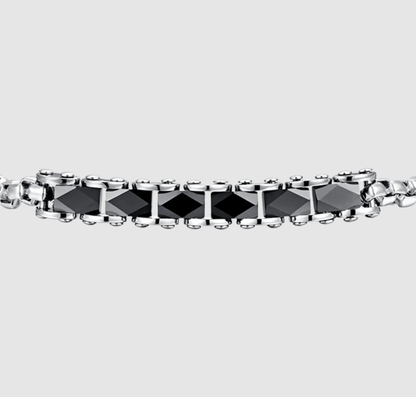 Bracciale Luca Barra Uomo Acciaio e Inserti in Ceramica Nera _BA1780