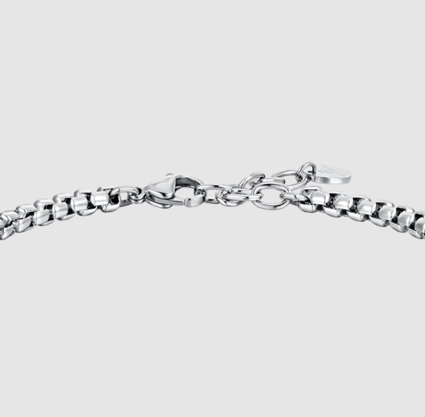 Bracciale Luca Barra Uomo Acciaio e Inserti in Ceramica Nera _BA1780