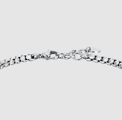 Bracciale Luca Barra Uomo Acciaio e Inserti in Ceramica Nera _BA1780