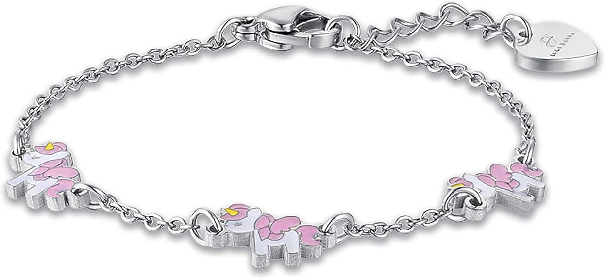 Bracciale Luca Barra bambina Smalto Rosa Unicorni _JB119