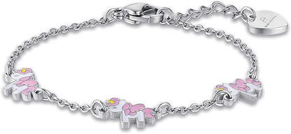 Bracciale Luca Barra bambina Smalto Rosa Unicorni _JB119