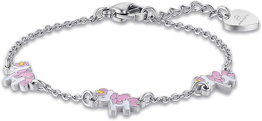 Bracciale Luca Barra bambina Smalto Rosa Unicorni _JB119