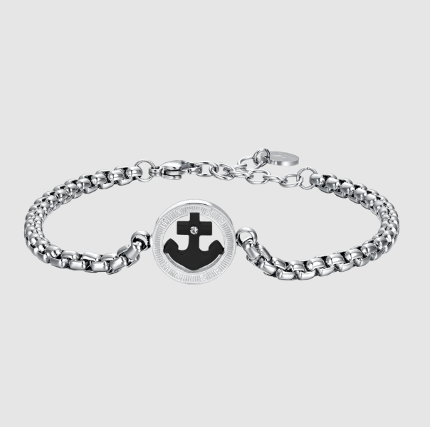 Bracciale Luca barra Acciaio Uomo Centrale Ancora Ip Nero _ BA1713