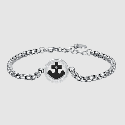 Bracciale Luca barra Acciaio Uomo Centrale Ancora Ip Nero _ BA1713