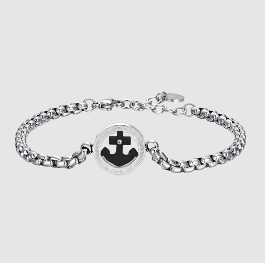 Bracciale Luca barra Acciaio Uomo Centrale Ancora Ip Nero _ BA1713