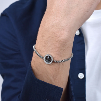 Bracciale Luca barra Acciaio Uomo Centrale Ancora Ip Nero _ BA1713
