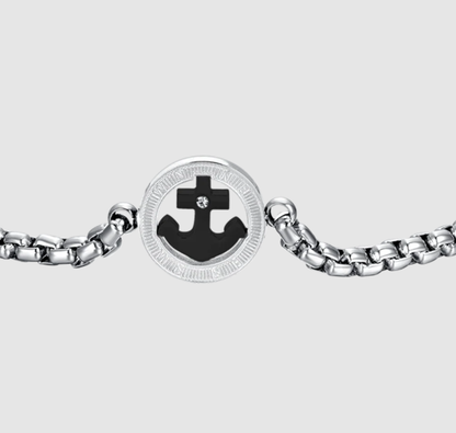 Bracciale Luca barra Acciaio Uomo Centrale Ancora Ip Nero _ BA1713