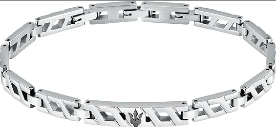 Bracciale Maserati Uomo Acciaio Logo Nero Collezione Iconic _JM124AVD34