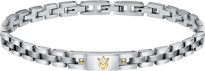 Bracciale Maserati Uomo Acciaio Argentato Dettagli Oro Logo _JM420ATH05