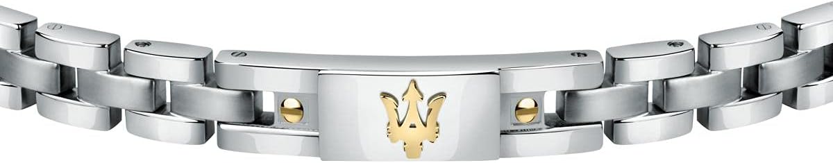 Bracciale Maserati Uomo Acciaio Argentato Dettagli Oro Logo _JM420ATH05
