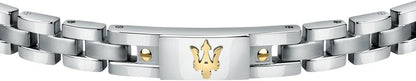 Bracciale Maserati Uomo Acciaio Argentato Dettagli Oro Logo _JM420ATH05