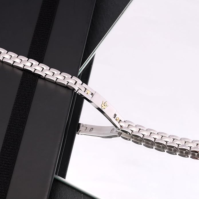 Bracciale Maserati Uomo Acciaio Argentato Dettagli Oro Logo _JM420ATH05