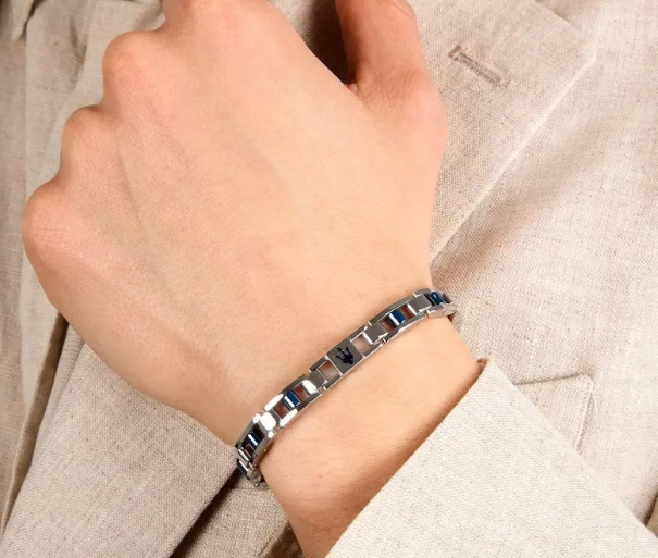 Bracciale Maserati Uomo Acciaio Ceramica Blu Logo _JM225ATZ59