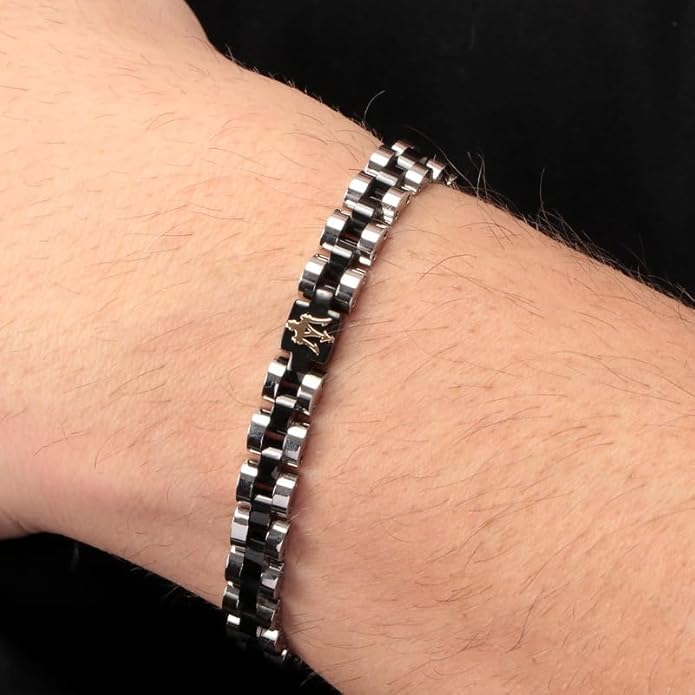 Bracciale Maserati Uomo Acciaio Ceramica Nera Logo _JM320AST08