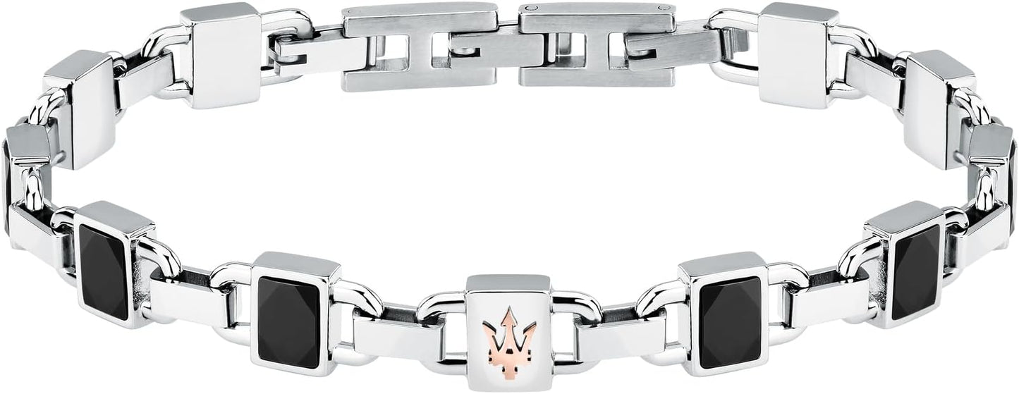 Bracciale Maserati Uomo Acciaio Ceramica Nera Logo _JM424ATZ41
