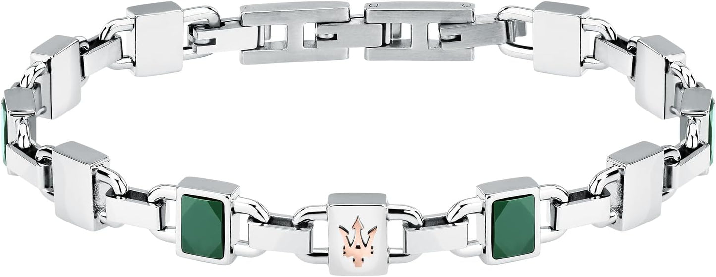 Bracciale Maserati Uomo Acciaio Ceramica Verde Logo _JM424ATZ43